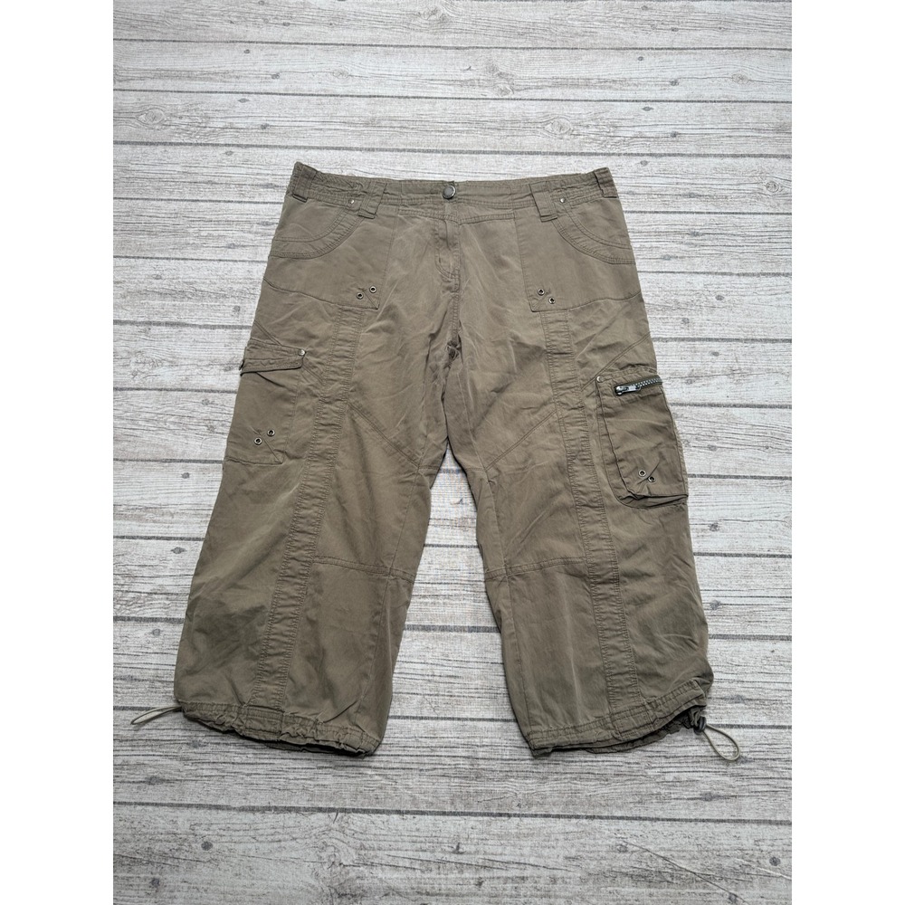 Y2K Urban Life Cargo Pants Women's 13/14 Olive Green Loose Capri Cropped Utility